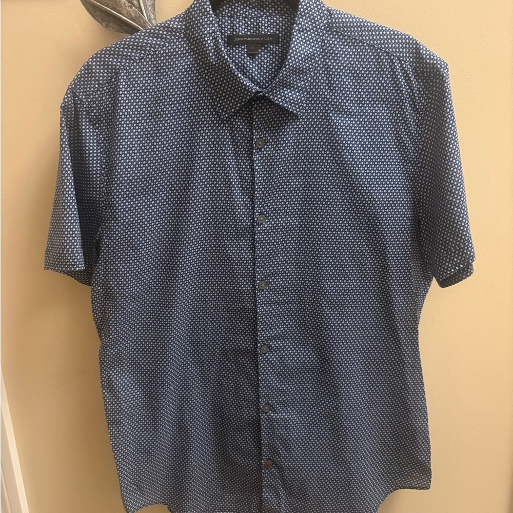 John Varvatos USA Blue Star Print Button Down Shirt